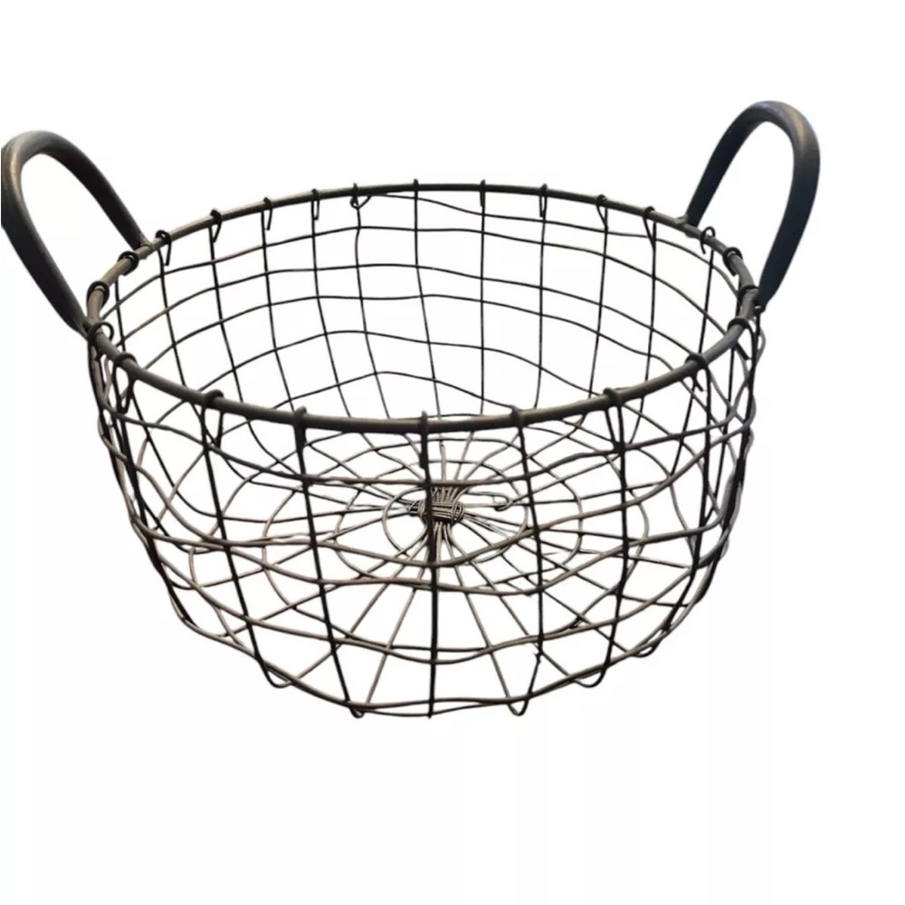 vintage wire chicken egg basket 12.5x 8 Inch